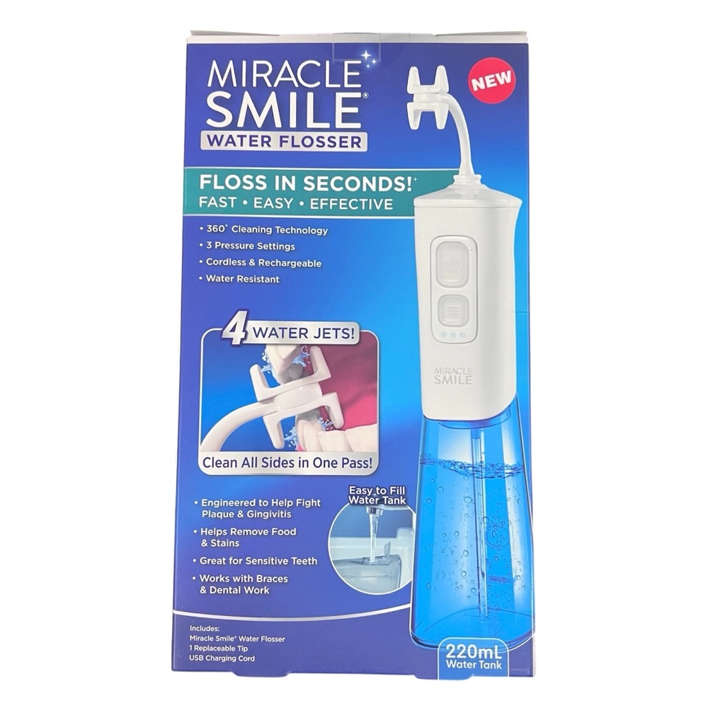 Miracle Smile Water Flosser Cordless & Rechargeable 360 Cleaning Technology